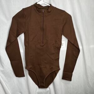 Clozoz Brown Long Sleeve Bodysuit New